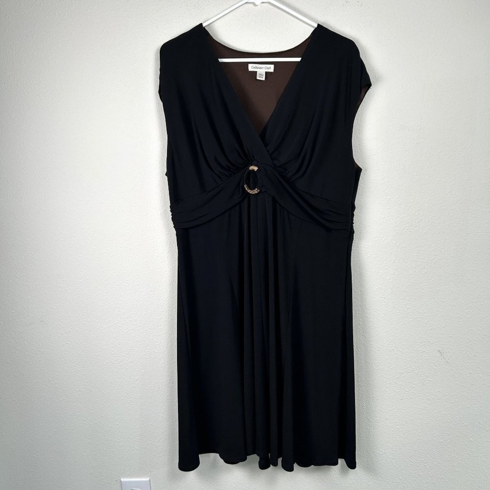 Coldwater Creek Dress‎ Size 18 W Black Knee Length Sleeveless Stretch Side Zip